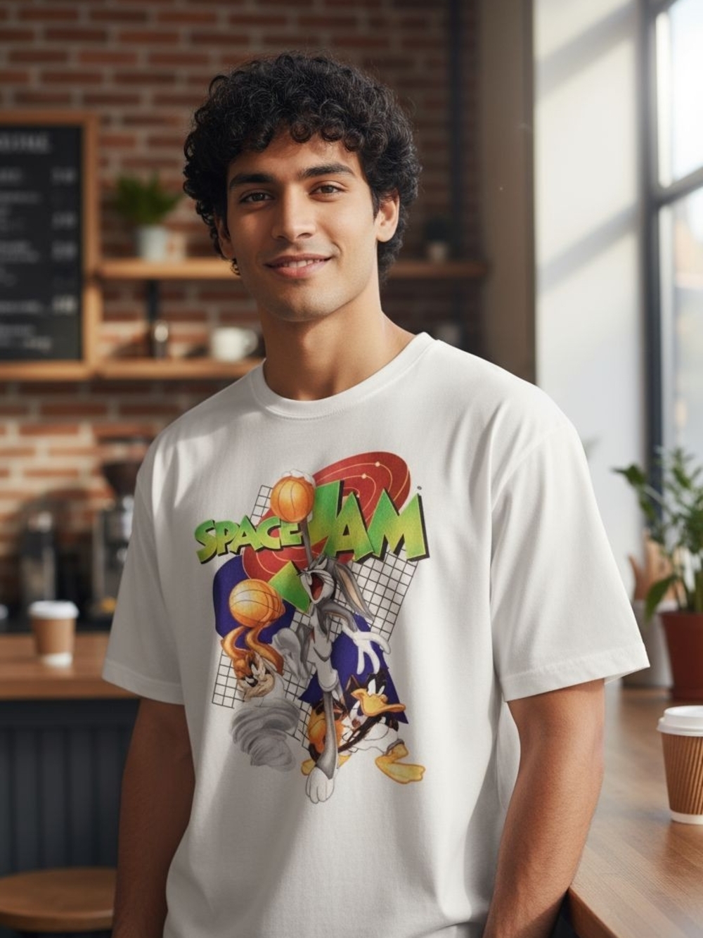Space Jam Graphic Tee - White Short Sleeve Men's Shirt